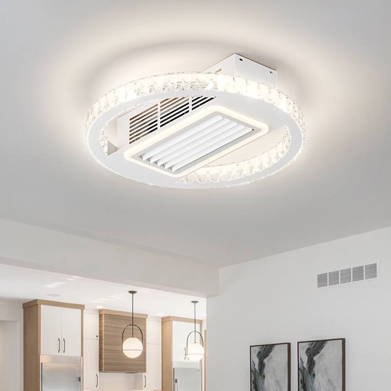 21 in. Smart Indoor Low Profile Flush Mount Ceiling Fan with Integrated