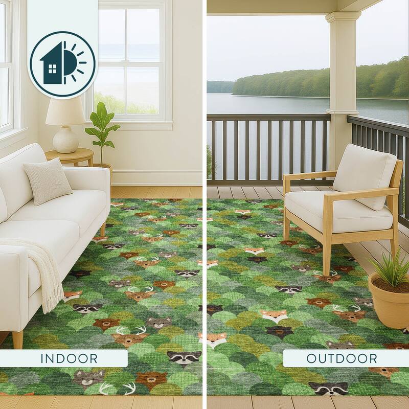 Machine Washable Indoor/ Outdoor Whimsy Critters Chantille Rug