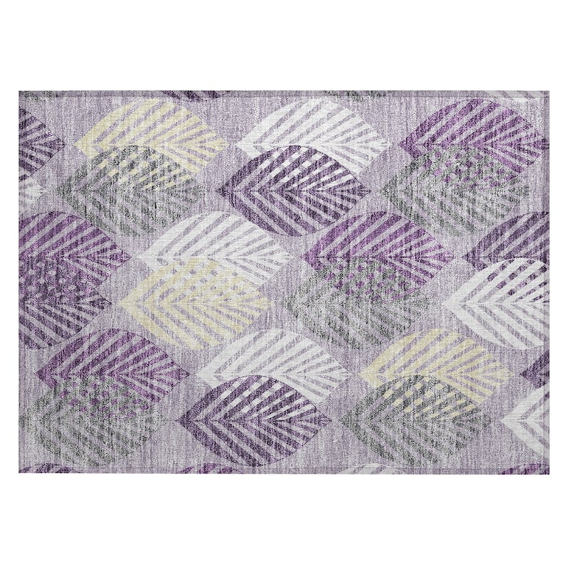 Machine Washable Indoor/ Outdoor Chantille Casual Palm Leaf Rug