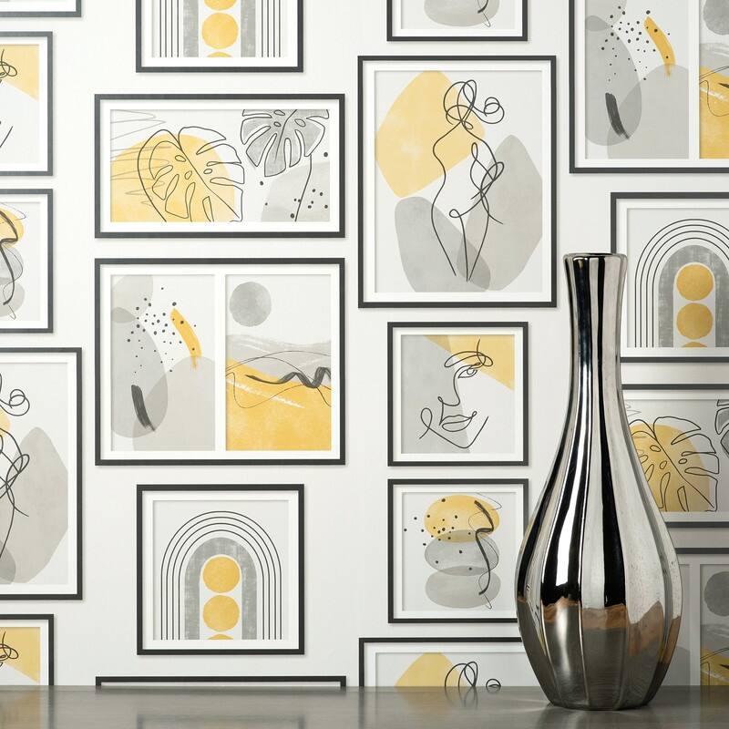 Fine Decor Krasner Mustard Gallery Wall - 20.5 x 396 x 0.025