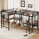 preview thumbnail 2 of 9, Black Twin Size Double Loft Bed with 2 Built-in Desks, Metal Loft Bed Frame with Safety Guardrails, Space-Saving Noise Free