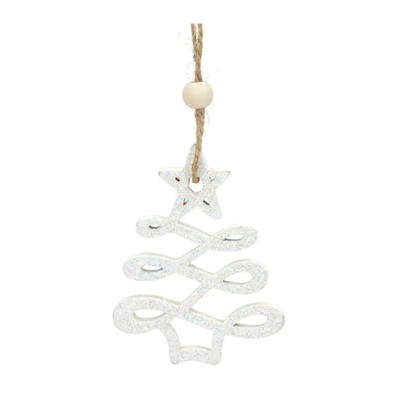 Set of 9 White Christmas Tree Ornaments 3"
