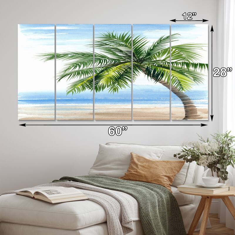 Designart "Palm Tree At The Beach Resort" Nautical & Coastal Canvas