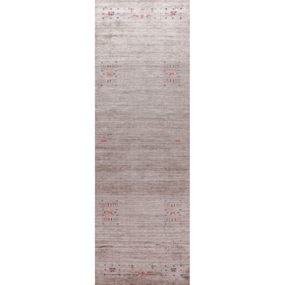 Hand Knotted Oriental 100% Wool Carpet Tribal Tribal Brown Gabbeh Runner Rug - 11' 8'' X 2' 7''