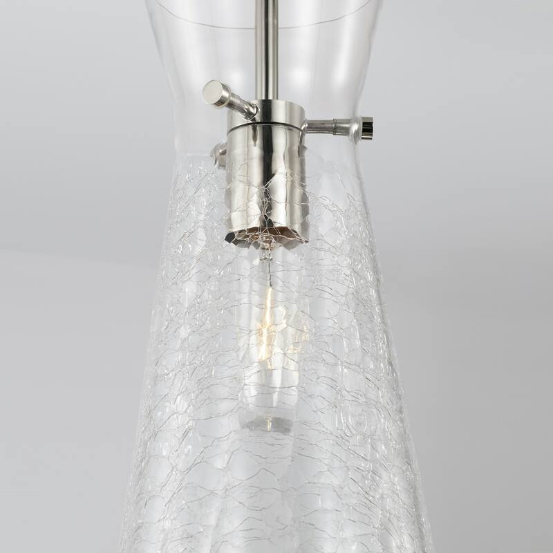 6" 1-light Pendant w/ Clear Half-Crackle Tapered Glass