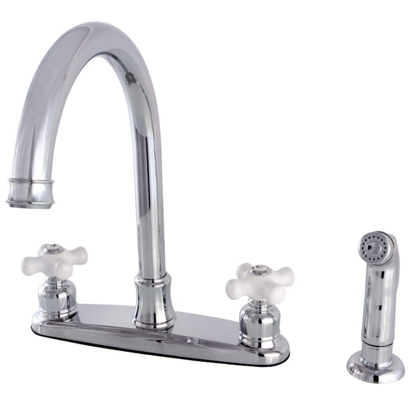 Victorian 8 in. Centerset Kitchen Faucet with Sprayer - Polished Chrome