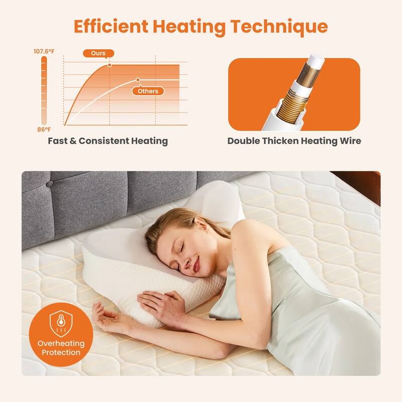 Quilted Heated Mattress Pad with 10 Heat Settings & Auto Shut-Off, Machine Washable – Warm Electric Bed Heating Pad