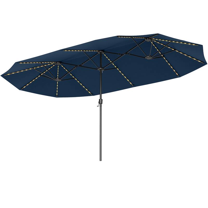 Costway 15.5 FT Extra-Large Patio Umbrella with LED Solar Lights & 12 - See Details