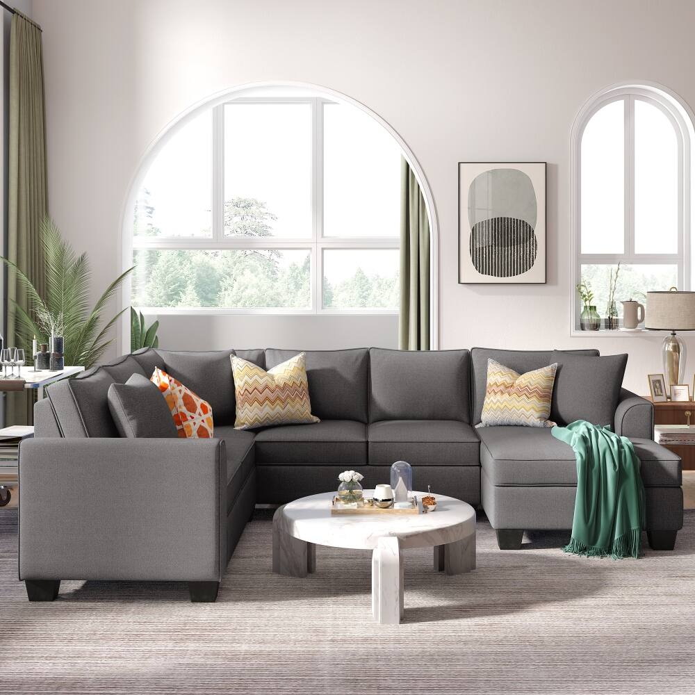110" Modern U-shaped Sectional Sofa with 3 Pillows