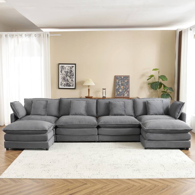 Convertible Sectional Sofa Cloud Couch U-Shaped Modular Sofa Sleeper
