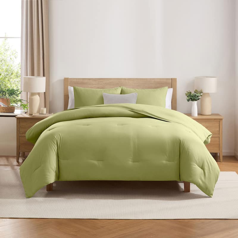 Empyrean Modern Reversible Comforter - Olive Green - Queen