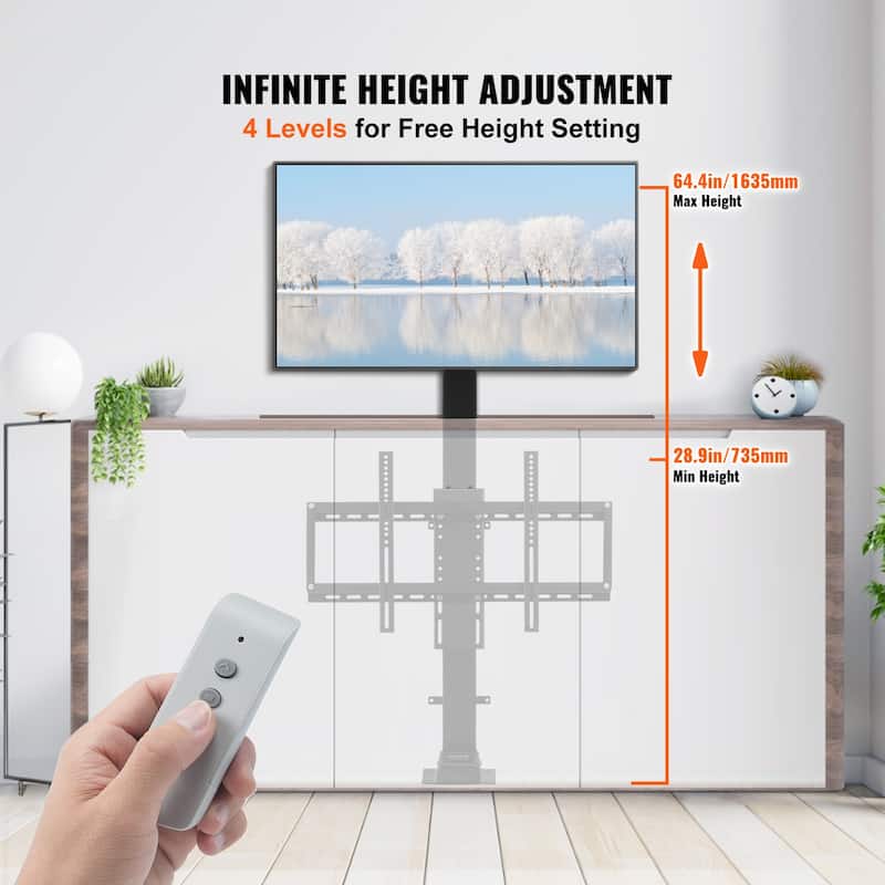 Motorized TV Lift Stroke Length 35 Inches Motorized TV Mount Fit for 32-65 Inch TV Lift with Remote Control - 19.1"x28.9"