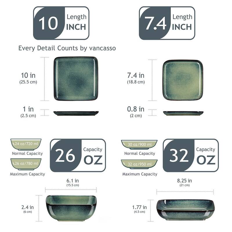 vancasso Stern Reactive Glaze Stoneware Dinnerware Set, Service for 4