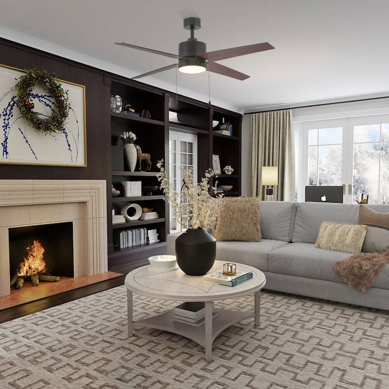 CARRO Arete 52" 4-Blade Indoor Ceiling Fan with Light -Pull Chain -Reversible Blade
