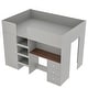 preview thumbnail 7 of 10, Wood Full Size Loft Bed with Built-in Wardrobe and Storage Shelves, Kids Bed Frame with 3-drawers Desk and Drawers, Grey
