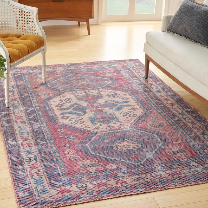 New Concept Washables Machine Washable Vintage Boho Medallion Area Rug