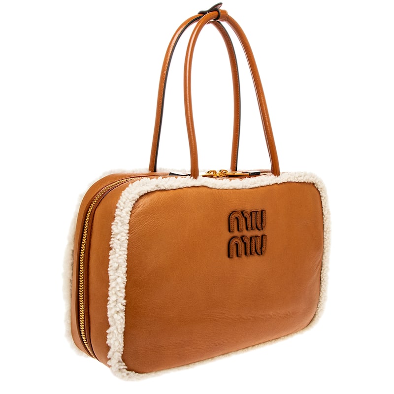 Miu Miu Beau Shearling Top Handle Bag