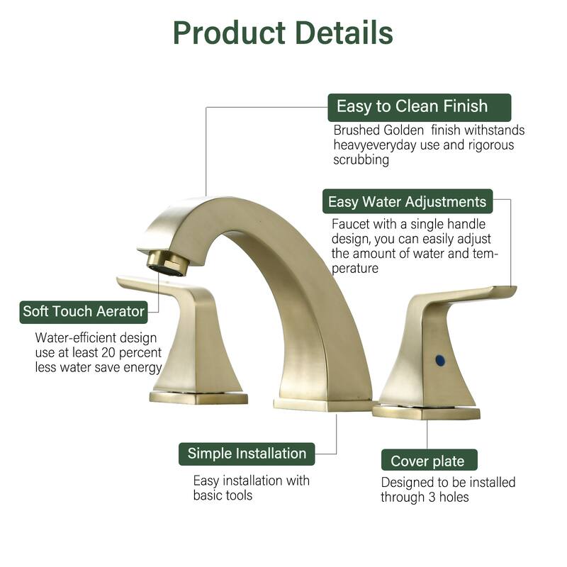 Topcraft Two Handle Bathroom Sink Faucet with Pop-Up Drainer