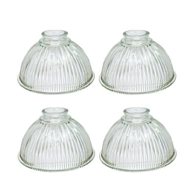 Aspen Creative Dome Shaped Clear Ribbed Replacement Glass Shade, 2 1/4" Fitter Size, 3 5/8" High x 7 5/8" Diameter (Set of 4)