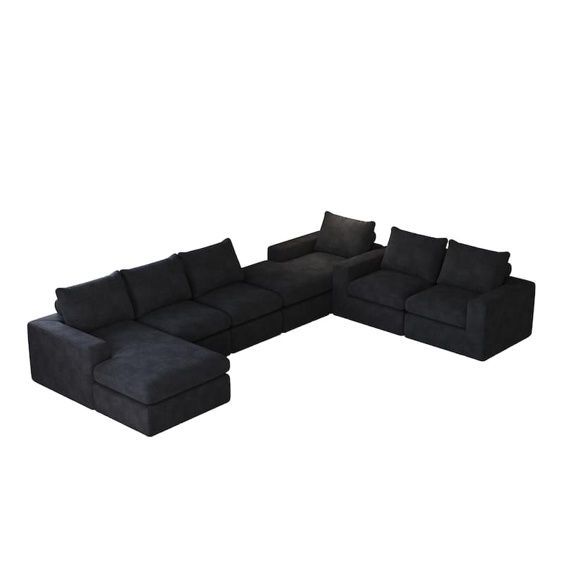 L-shaped Sectional Sofa Set of 2 Corduroy Upholstered Cloud Modular Couch with Chaise Free Combination Sectional Sofa Set