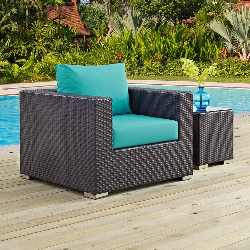 Convene Outdoor Patio Armchair - Espresso Turquoise