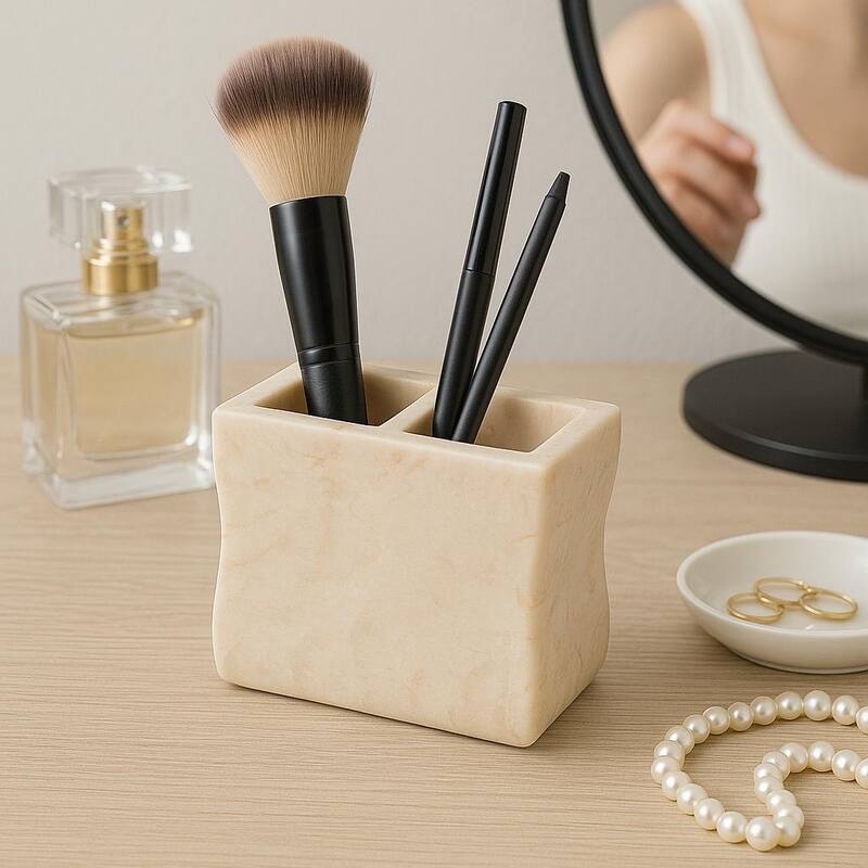 Creative Home Champagne Marble Toothbrush Holder, Tooth Brush Holder - Beige