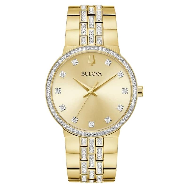 Bulova Men's Crystal Gold Dial Watch - 98K113 - One Size