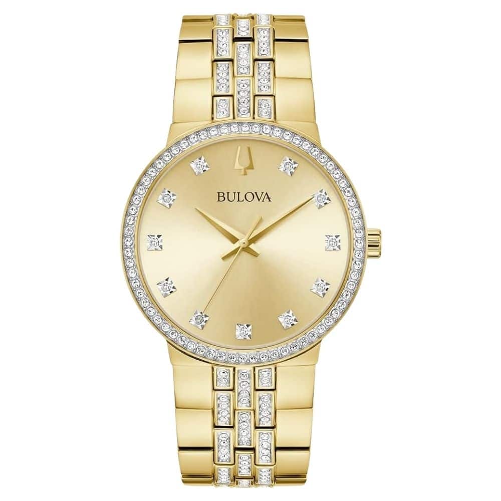 Bulova Men's Crystal Gold Dial Watch - 98K113 - One Size