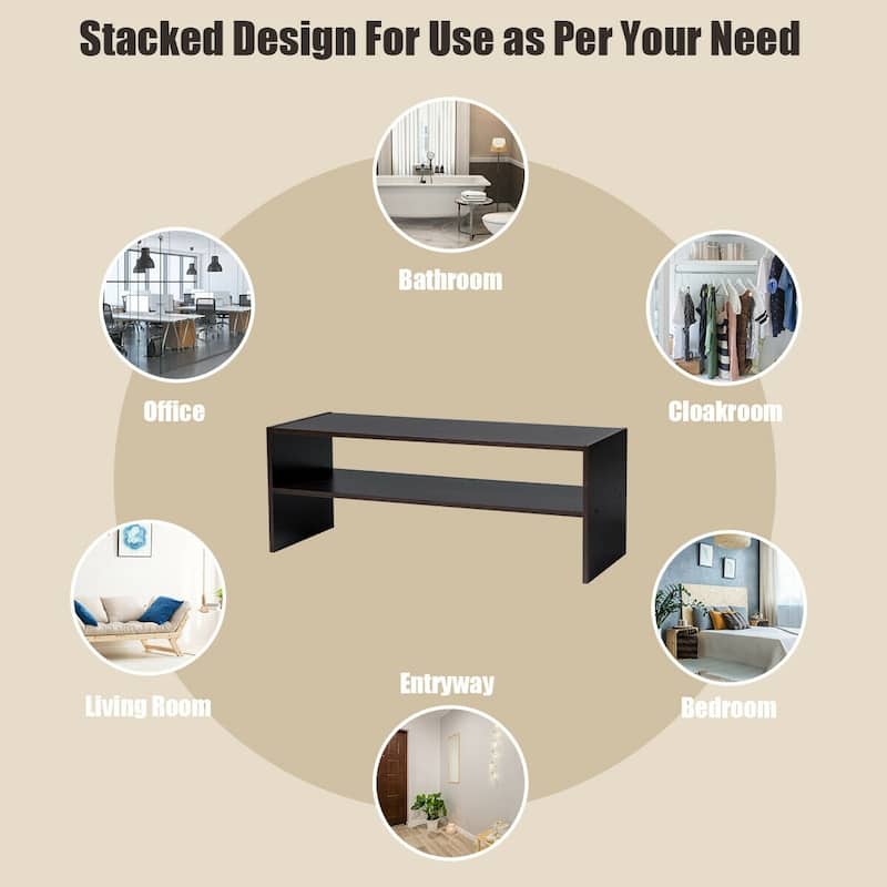 3-Piece Multipurpose MDF Stackable Storage Shoe Rack with 2-Tier Shelves for Hallway or Living Room - 31"x 12"x36" (L x W x H)