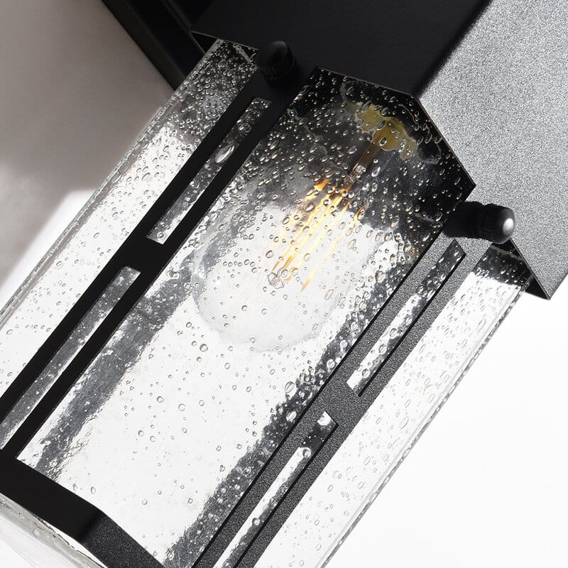 Maxax Black 11'' H Seeded Glass Outdoor Wall Lantern with Dusk to Dawn (Set of 2)