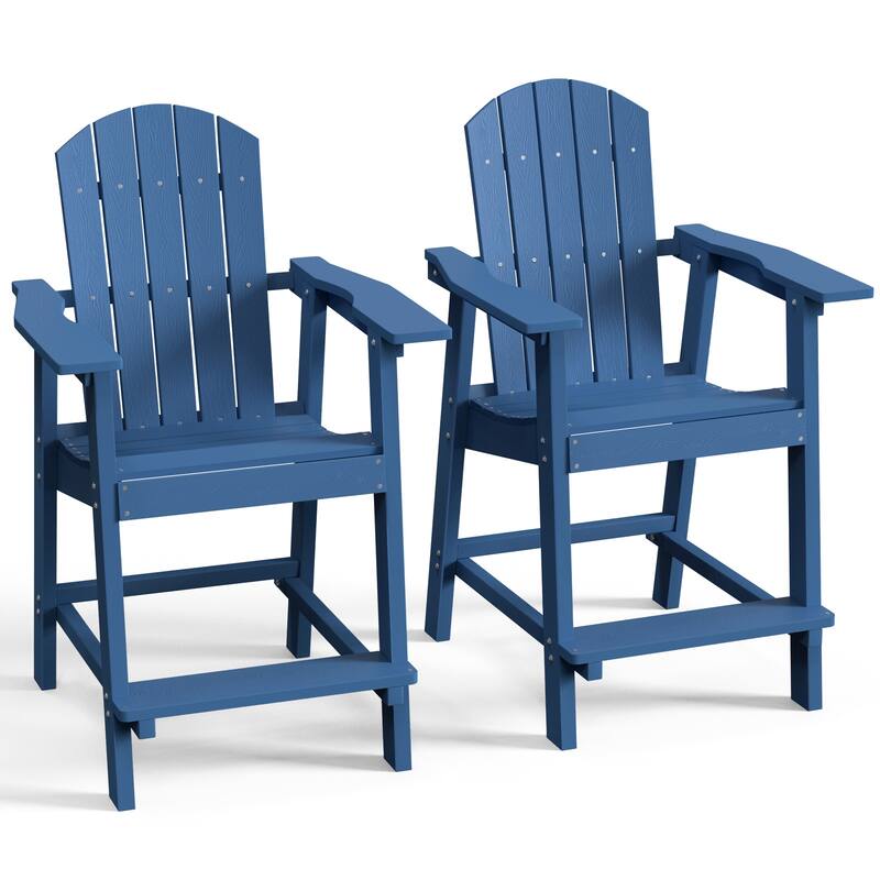 Moasis Tall Adirondack Chair Set of 2 Outdoor Patio Adirondack Barstools - Set of 2 - Navy
