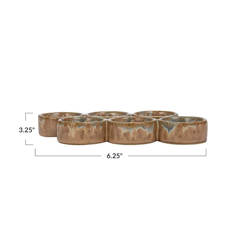 Stoneware Egg Holder with Reactive Glaze - 6.4"L x 3.4"W x 0.8"H