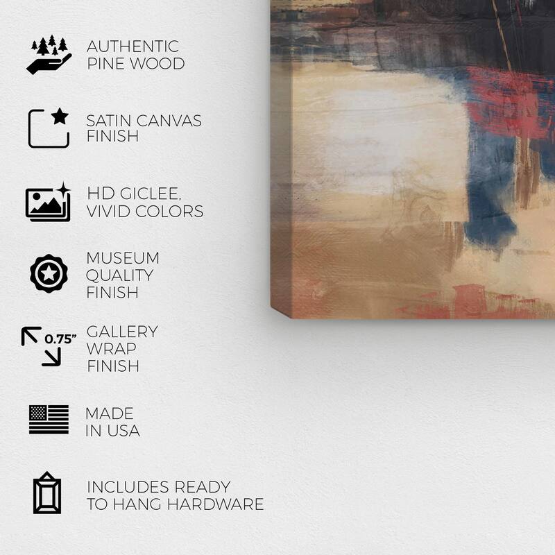 Wynwood Studio Canvas Abstract Riverside Reflection Abstract II Brown and Dark Blue Modern & Contemporary Wall Art Canvas Print