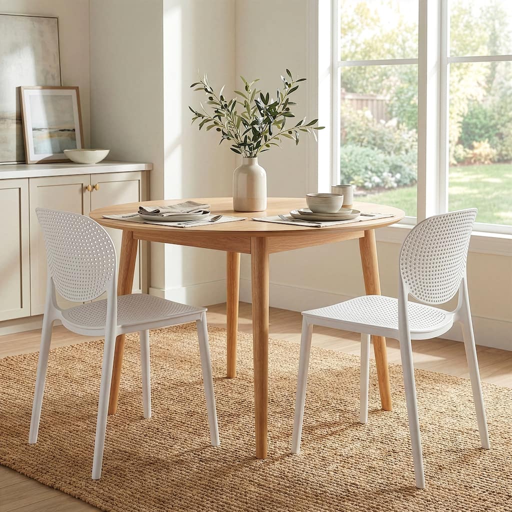 Set of 2 Balin White Plastic Dining Chairs