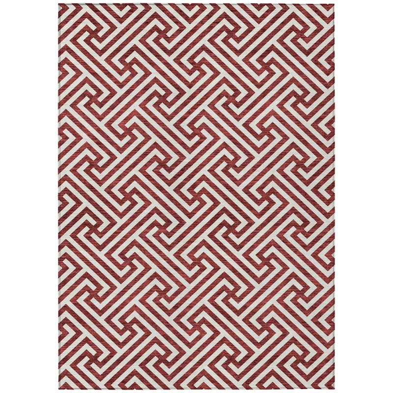Machine Washable Indoor/ Outdoor Chantille Modern Geo Rug