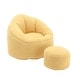 preview thumbnail 19 of 37, Microfiber Upholstered High Density Memory Foam Round Lazy Bean Bag Sofa Chair with Ottoman