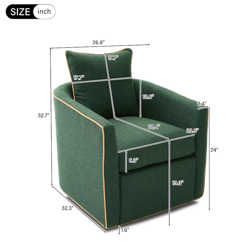 Swivel Accent Chair Upholstered Club Chair Barrel Sofa Chair for Living Room, Reading Corner, and Small Spaces