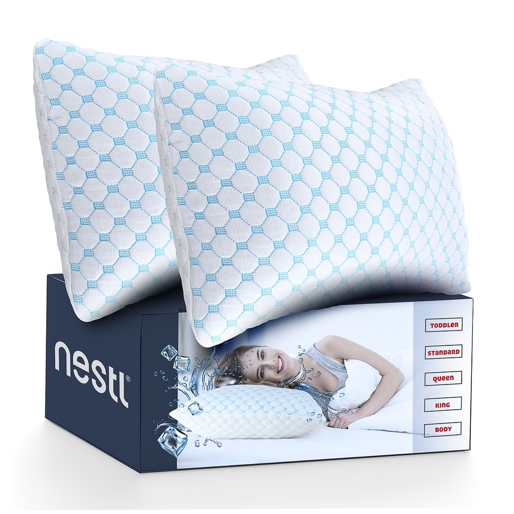 Nestl Coolest Heat and Moisture Reducing Ice Silk Pillow - Gel Infused Adjustable, Breathable, and Washable Memory Foam Pillow