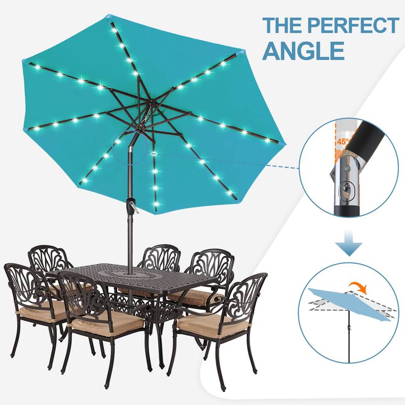 ABCCANOPY 10.5FT Outdoor Patio Solar Umbrella with 32LED Lights
