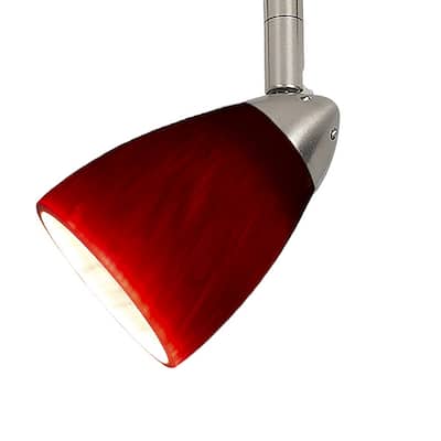 Hand Blown Glass Shade Track Light Head with Metal Frame, Red and Silver