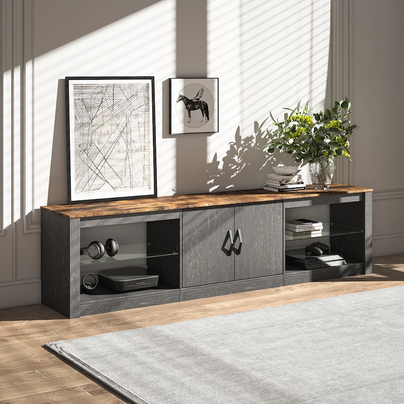 70 inch TV Stand 20 Color RGB Light Entertainment Center