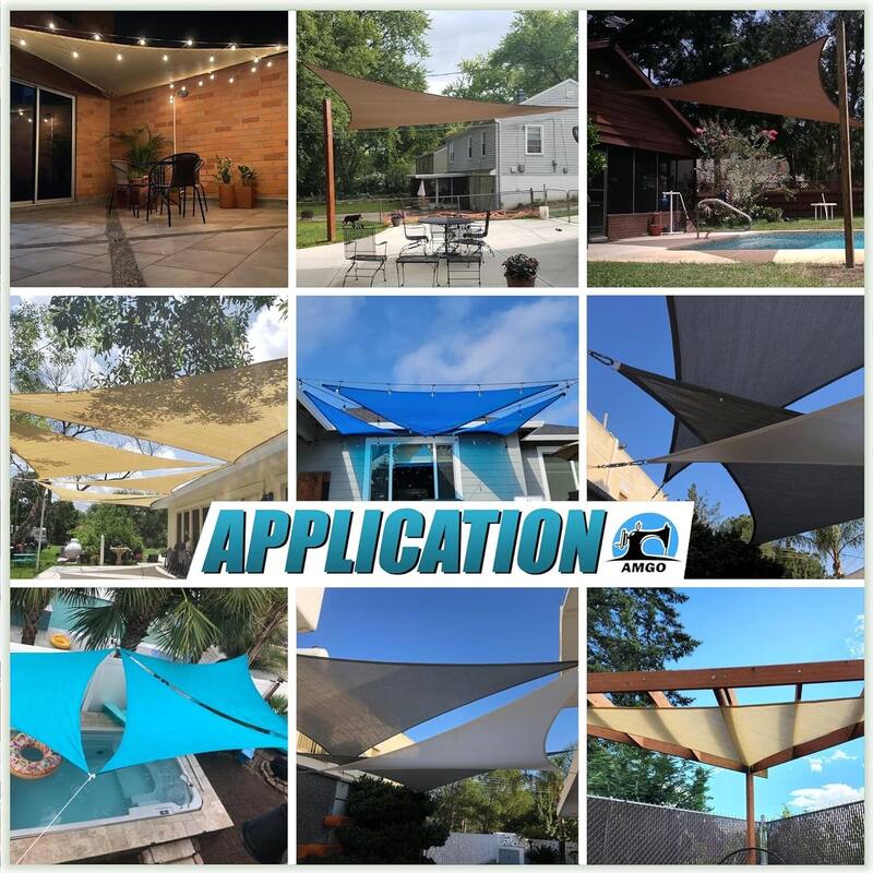 Triangle Sun Shade Sail Canopy 11.8ft Beige Outdoor Awning UPF50+ UV Protection Temperature Reduction