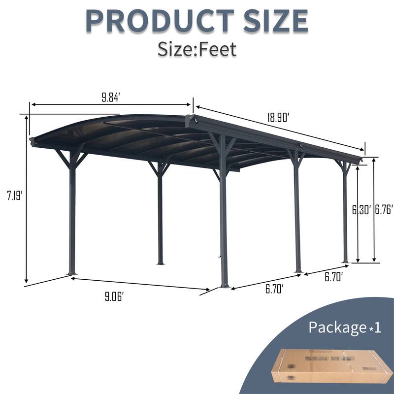 10'x 19'x 7' Arch Outdoor Carport