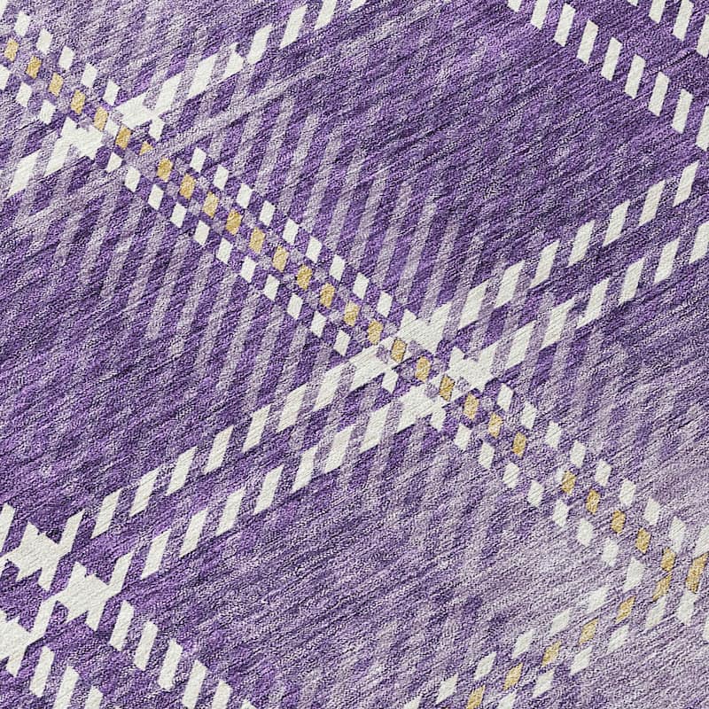 Machine Washable Indoor/ Outdoor Chantille Plaid Cozy Rug