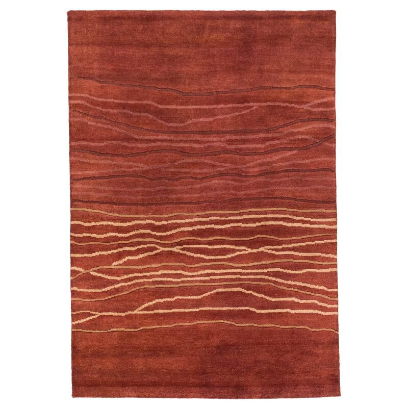 ECARPETGALLERY Hand-knotted Peshawar Ziegler Dark Copper Wool Rug - 4'0 x 5'11