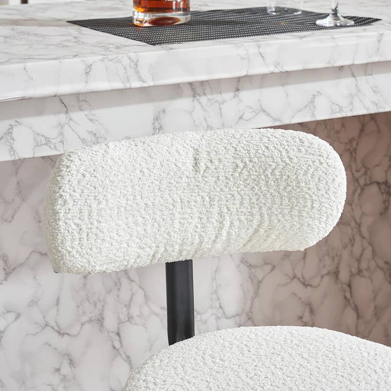 Modern Swivel Bar Stools Set of 2, Boucle Upholstered Counter Height Bar Chairs