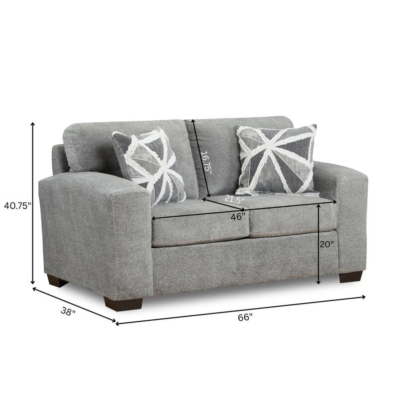 Roundhill Furniture Arden Living Room Chenille Upholstered Loveseat, Posh Gray - N/A