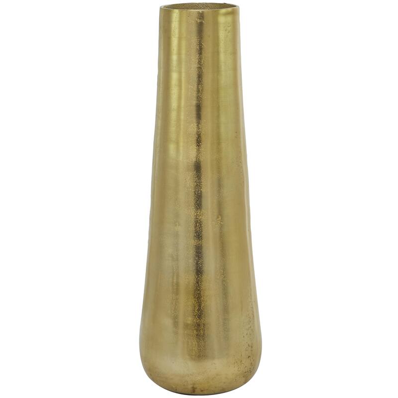 Stainless Steel Metal Minimalistic Tall Floor Cone Decorative Vase - Gold or Silver - Roche River Decor