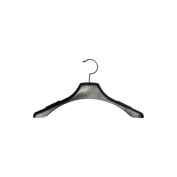 Black Plastic Display Hanger with Non-Slip Rubber Shoulder Inserts