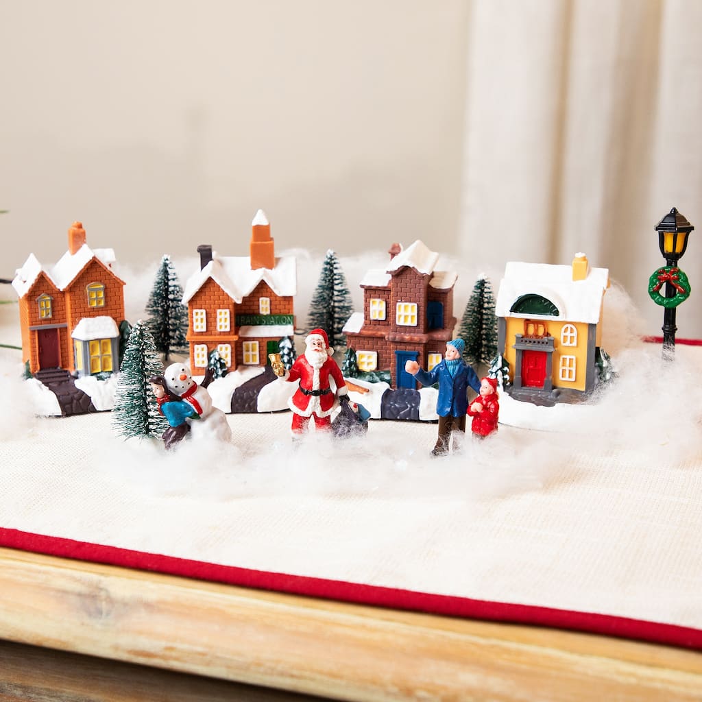 LED Lighted Mini House and Figures Village Set - 12-Piece